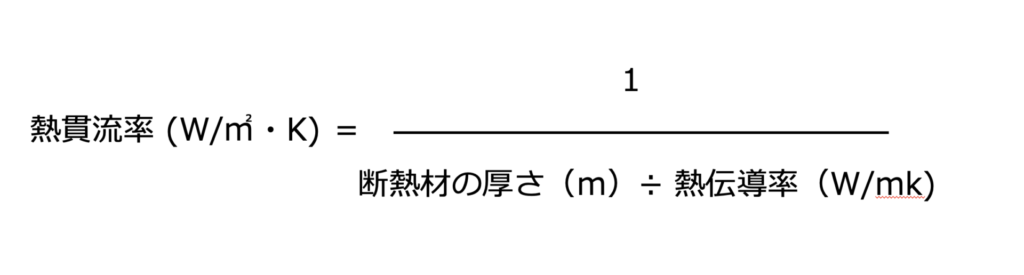 熱貫流率の計算式の画像