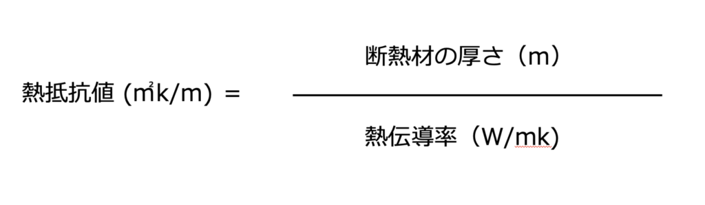 熱抵抗値の計算式の画像