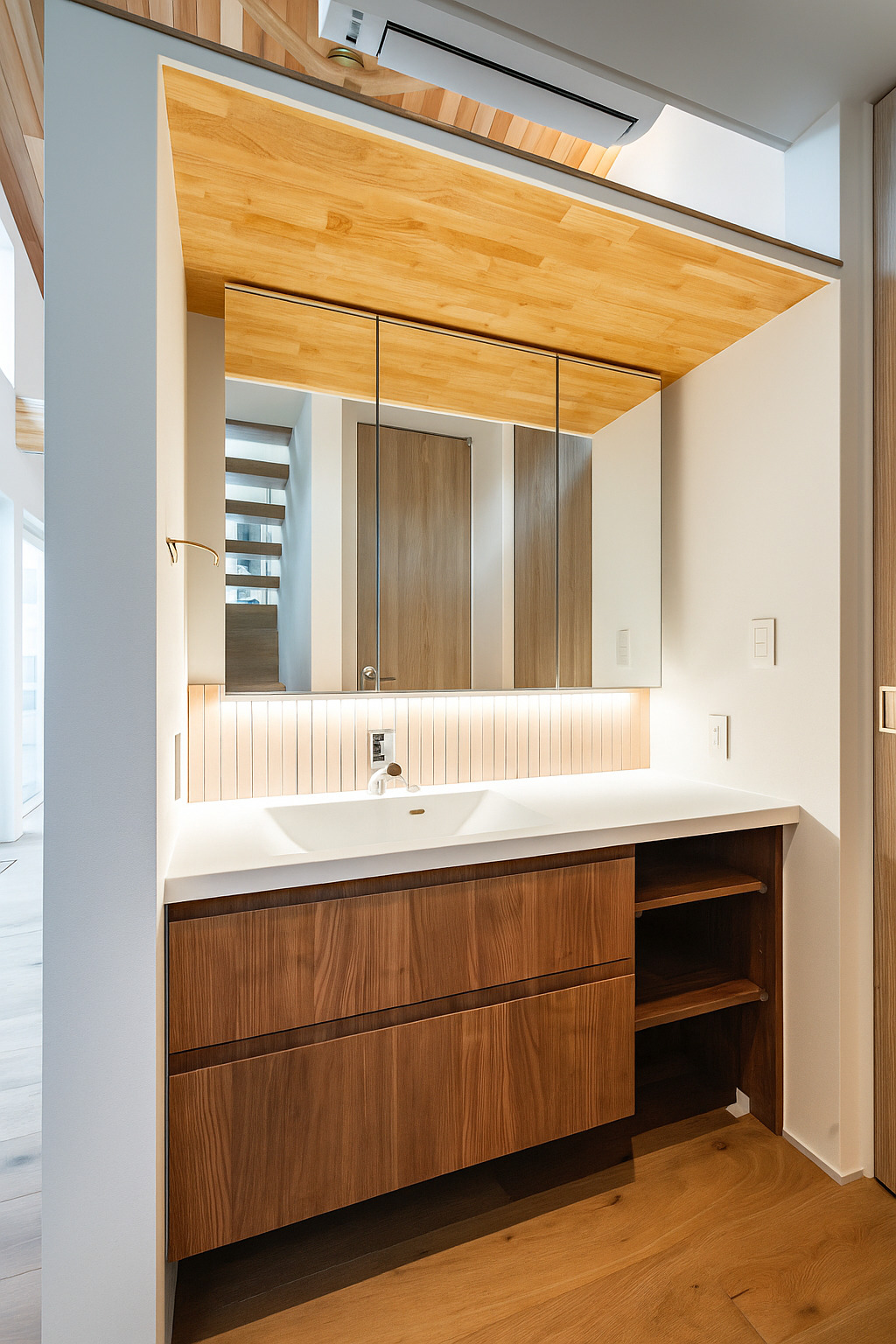 所沢市-注文住宅-テラスを眺める家-洗面コーナー